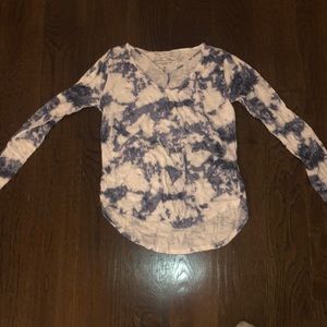 Blue and white long tie dye tee
